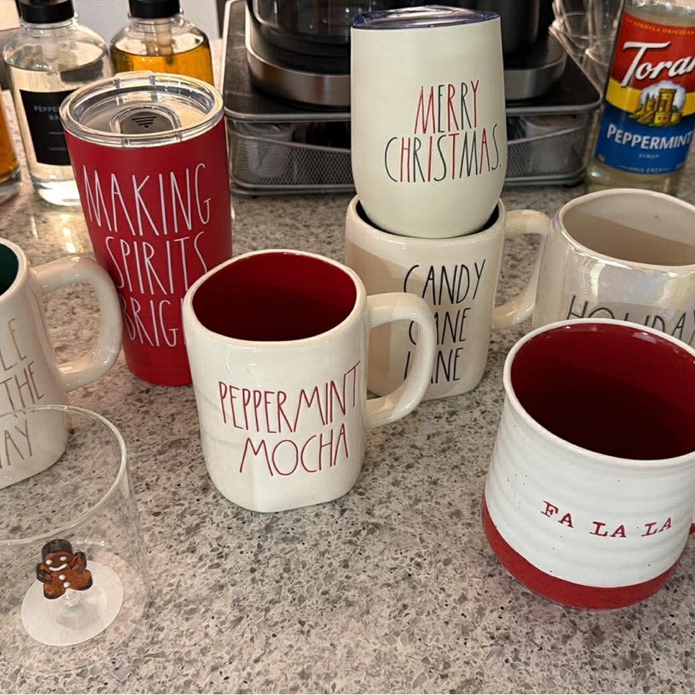 Rae Dunn Festive Mug Collection - Red, White, and Cream